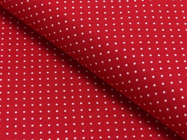Baumwoll Druck Tupfen Rot/ Weiß 2mm
